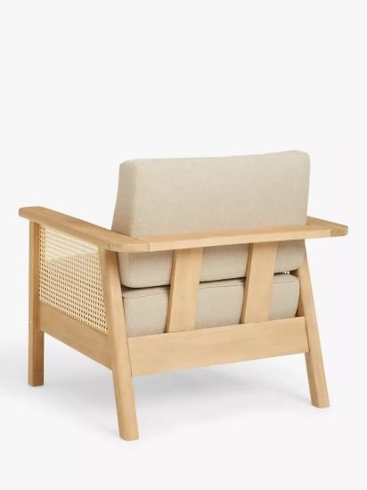 Rattan Garden Lounge Chair, (Acacia Wood), Natural