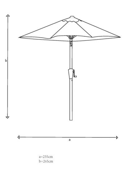 Wood-Effect Wind-Up Parasol, 2.7m